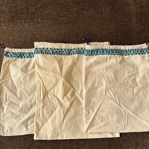 Tory Burch Cream and Blue shoe dust bags